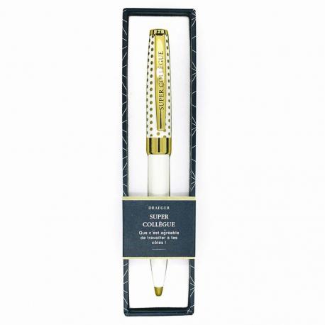 Stylo prénom SUPER COLLEGUE - Rétractable + boite cadeau