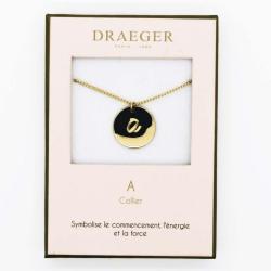 Collier pendentif Draeger lettre A - 42 cm env réglable