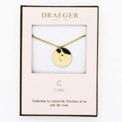 Collier pendentif Draeger lettre C - 42 cm env réglable