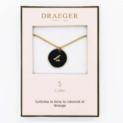 Collier pendentif Draeger lettre S - 42 cm env réglable