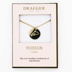Collier pendentif Draeger signe POISSON - 42 cm env réglable