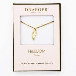 Collier pendentif Draeger motif AILE - 42 cm env réglable
