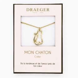 Collier pendentif Draeger motif CHAT - 42 cm env réglable