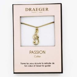 Collier pendentif motif NOTE MUSIQUE - 42 cm env réglable