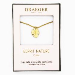 Collier pendentif Draeger motif FEUILLE - 42 cm env réglable