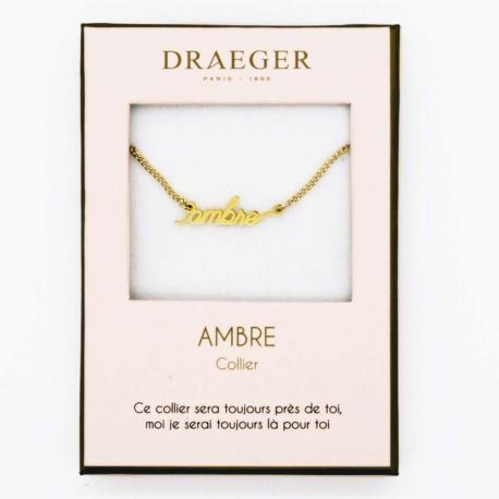 Collier pendentif prénom AMBRE - 42 cm env réglable