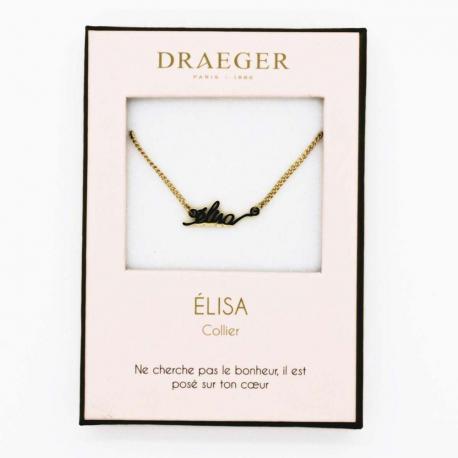 Collier pendentif prénom ELISA - 42 cm env réglable