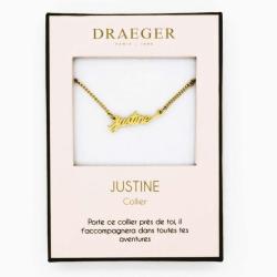 Collier prénom personnalisé JUSTINE - 42 cm env réglable