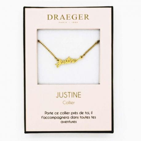 Collier pendentif prénom JUSTINE - 42 cm env réglable