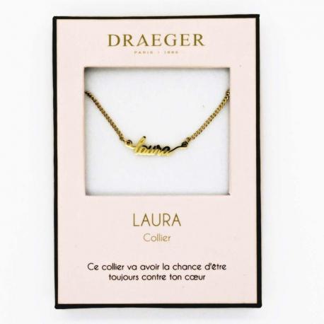 Collier pendentif prénom LAURA - 42 cm env réglable