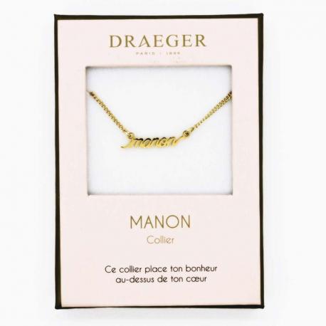 Collier pendentif prénom MANON - 42 cm env réglable