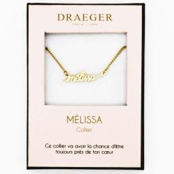 Collier pendentif prénom MELISSA - 42 cm env réglable