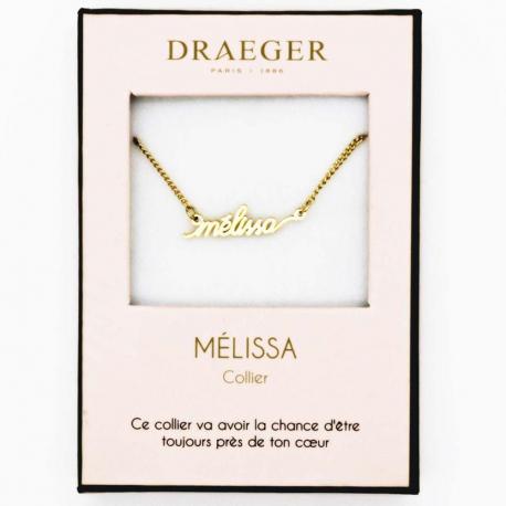 Collier pendentif prénom MELISSA - 42 cm env réglable