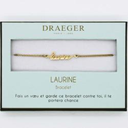 Bracelet prénom personnalisé LAURINE - 14 cm environ réglable