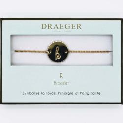Bracelet personnalisé Draeger lettre K - 14 cm environ réglable