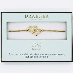 Bracelet motif COEUR ENTRELACE - 14 cm environ réglable