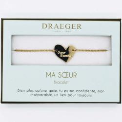 Bracelet personnalisé Draeger motif COEUR SOEUR - 14 cm environ réglable