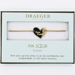 Bracelet motif COEUR SOEUR - 14 cm environ réglable