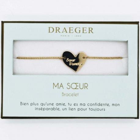 Bracelet motif COEUR SOEUR - 14 cm environ réglable