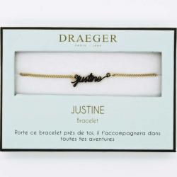 Bracelet prénom personnalisé JUSTINE - 14 cm environ réglable