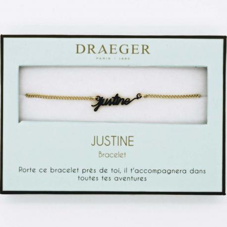 Bracelet prénom JUSTINE - 14 cm environ réglable