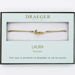 Bracelet prénom personnalisé LAURA - 14 cm environ réglable