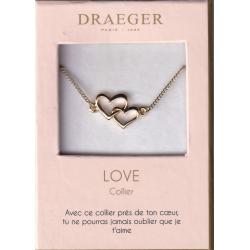 Collier pendentif motif COEUR ENTRELACE - 42 cm env réglable 