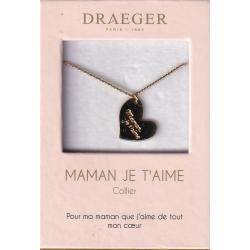 Collier pendentif Draeger motif COEUR MAMAN JTM - 42 cm env réglable