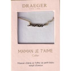 Collier pendentif Texte MAMA - 42 cm env réglable 