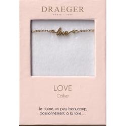 Collier pendentif Draeger Texte LOVE - 42 cm env réglable