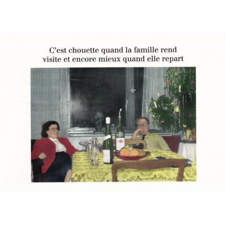 Carte humour Noël de Cath Tate - Chouette quand la famille rend visite et ... - 10.5x15 cm 