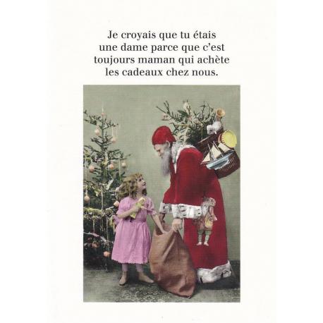 Carte humour Noël de Cath Tate - Je croyais que tu étais une dame... - 10.5x15 cm 