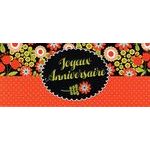 Carte double Ebène - Joyeux anniversaire - Tapis de fleurs - CDEB02 21X9 cm