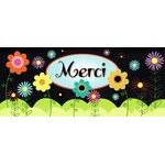 Carte double Ebène - Merci - Fleurs - 21X9 cm