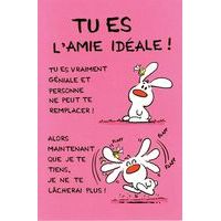 Carte Show lapin - Tu es l'amie idéale!... - Carte amitié