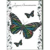 Carte double Sparkle - Joyeux anniversaire (Papillons) - 12x17 cm