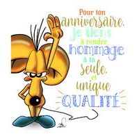 Carte Ze souris folie's - Pour ton anniversaire, je tien à rendre hommage... - Carte double 13.7x15.5 cm