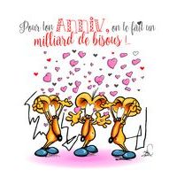 Carte Ze souris folie's - Pour ton anniv, on te fait un milliard de bisous... - Carte double 13.7x15.5 cm