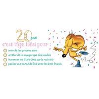 Carte Ze souris folie's - 20 ans, c'est lâge idéal pour... - Carte double 11x26 cm